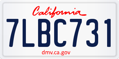 CA license plate 7LBC731