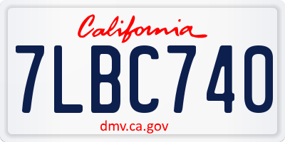 CA license plate 7LBC740