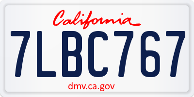 CA license plate 7LBC767