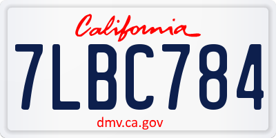 CA license plate 7LBC784