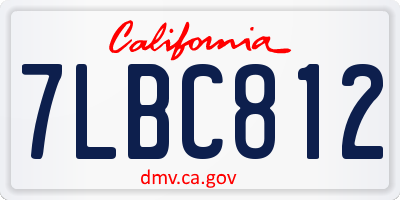 CA license plate 7LBC812