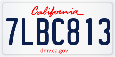CA license plate 7LBC813