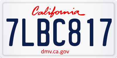 CA license plate 7LBC817