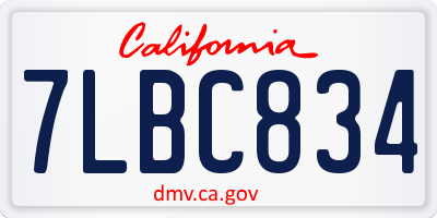 CA license plate 7LBC834
