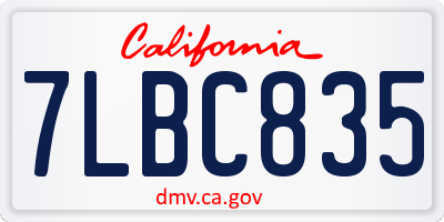 CA license plate 7LBC835