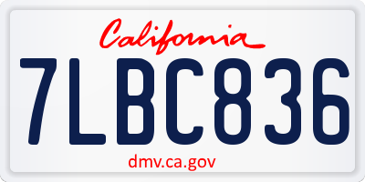 CA license plate 7LBC836