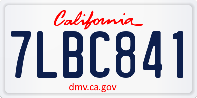 CA license plate 7LBC841