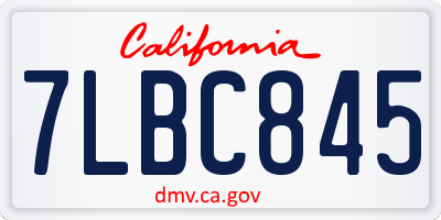 CA license plate 7LBC845