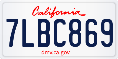 CA license plate 7LBC869