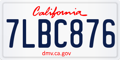 CA license plate 7LBC876