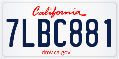 CA license plate 7LBC881