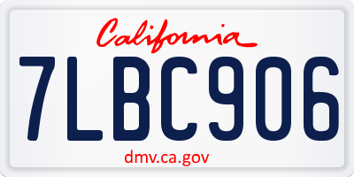 CA license plate 7LBC906