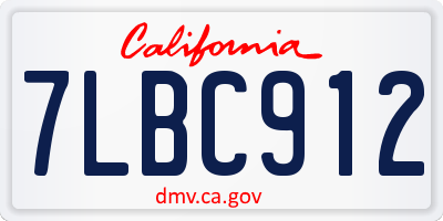 CA license plate 7LBC912