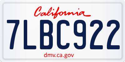 CA license plate 7LBC922