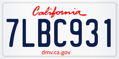 CA license plate 7LBC931