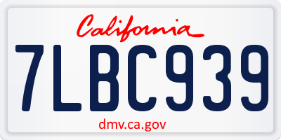 CA license plate 7LBC939