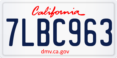 CA license plate 7LBC963