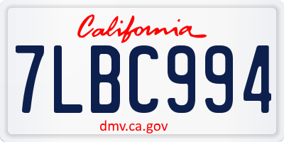 CA license plate 7LBC994