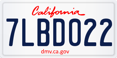 CA license plate 7LBD022