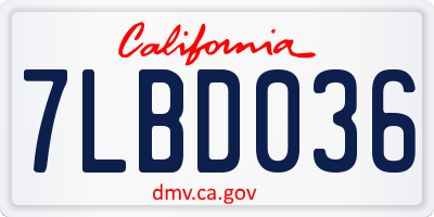 CA license plate 7LBD036