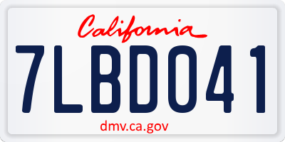 CA license plate 7LBD041