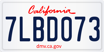 CA license plate 7LBD073