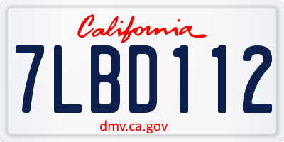 CA license plate 7LBD112