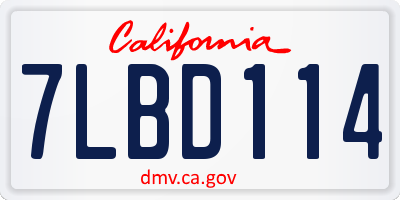CA license plate 7LBD114