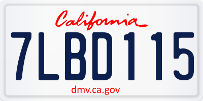 CA license plate 7LBD115