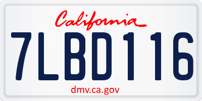 CA license plate 7LBD116