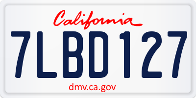 CA license plate 7LBD127