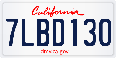 CA license plate 7LBD130