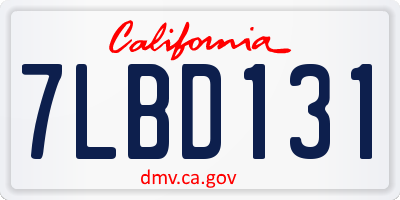 CA license plate 7LBD131