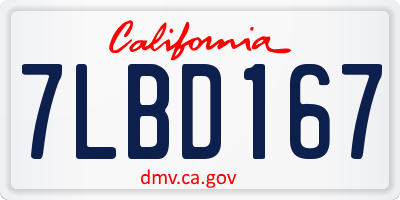CA license plate 7LBD167