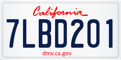 CA license plate 7LBD201