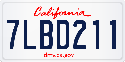 CA license plate 7LBD211
