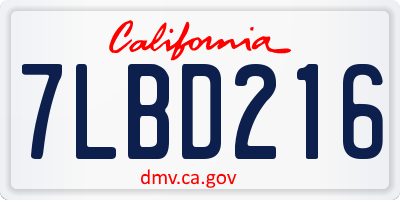 CA license plate 7LBD216