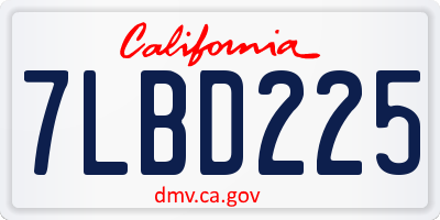CA license plate 7LBD225