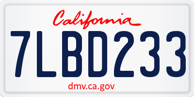 CA license plate 7LBD233