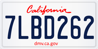 CA license plate 7LBD262