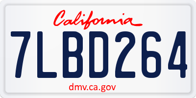 CA license plate 7LBD264