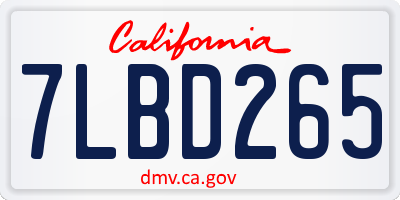 CA license plate 7LBD265