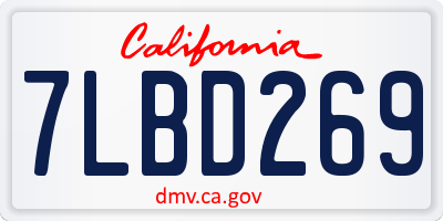 CA license plate 7LBD269
