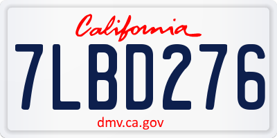 CA license plate 7LBD276