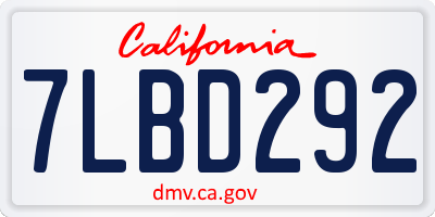 CA license plate 7LBD292