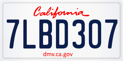 CA license plate 7LBD307