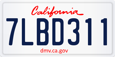 CA license plate 7LBD311