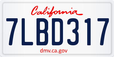 CA license plate 7LBD317
