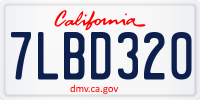 CA license plate 7LBD320
