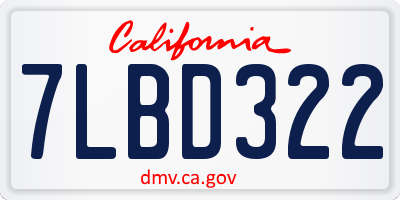 CA license plate 7LBD322